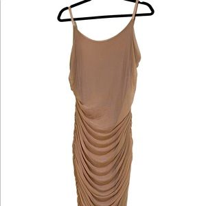 FashionNova Curve Ruched Nude Spaghetti Strap Midi Dress